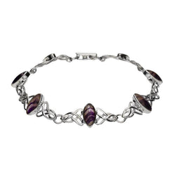 Sterling Silver Blue John Seven Marquise Stone Celtic Bracelet B594