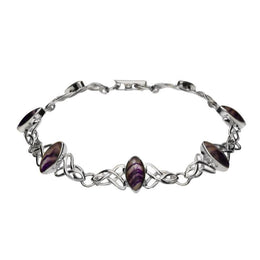 Sterling Silver Blue John Seven Marquise Stone Celtic Bracelet B594