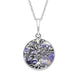 Sterling Silver Blue John Small Round Large Leaves Tree of Life Necklace P3340