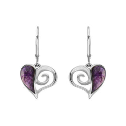 Sterling Silver Blue John Swirl Heart Drop Earrings E1872