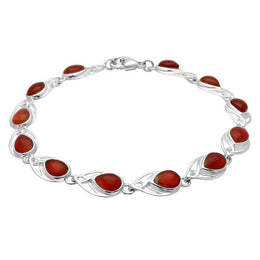 Sterling Silver Carnelian Celtic Pear Shaped Bracelet B599