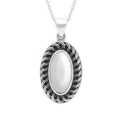 Sterling Silver Carrara Marble Crescent Small Necklace. P3301