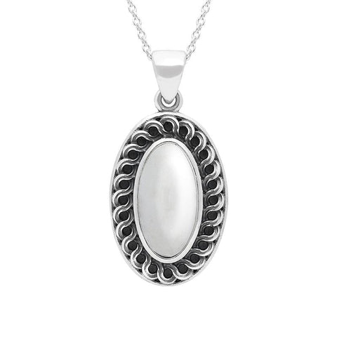 Sterling Silver Carrara Marble Crescent Small Necklace. P3301