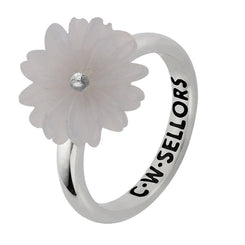 Sterling Silver Chalcedony Tuberose Daisy Ring, R997.