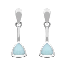 Sterling Silver Chrysoprase Curved Triangle Drop Earrings E032