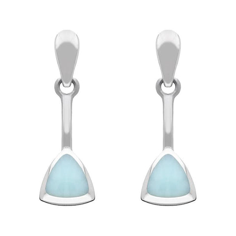 Sterling Silver Chrysoprase Curved Triangle Drop Earrings E032