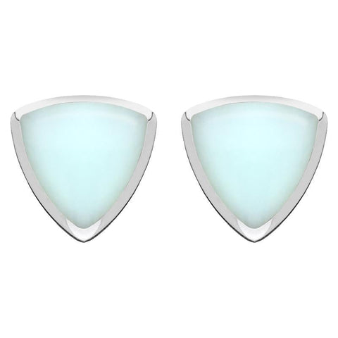 Sterling Silver Chrysoprase Curved Triangle Stud Earrings E203