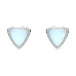 Sterling Silver Chrysoprase Small Curved Triangle Stud Earrings E061