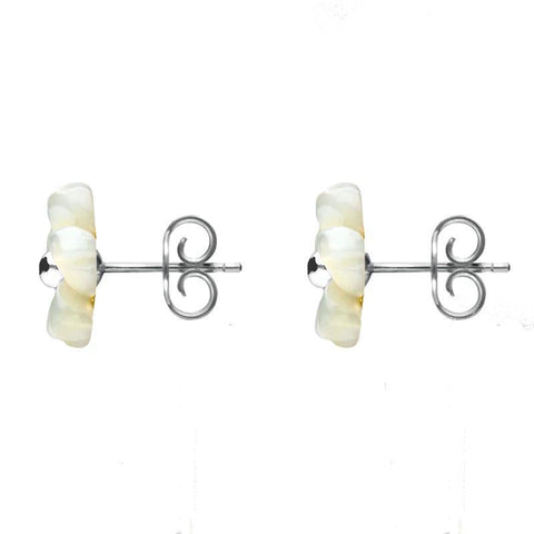 Sterling Silver White Mother of Pearl Gypsophila Tuberose Stud Earrings E2156