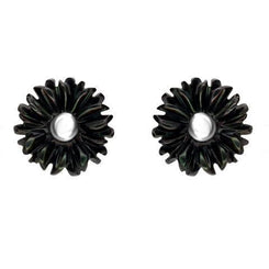 Sterling Silver Dark Mother of Pearl Tuberose Daisy Stud Earrings, E2160.
