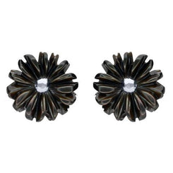 Sterling Silver Dark Mother of Pearl Tuberose Daisy Stud Earrings, E2161.