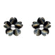 Sterling Silver Dark Mother of Pearl Tuberose Gypsophila Stud Earrings, E2157.