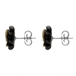 Sterling Silver Dark Mother of Pearl Tuberose Large Rose Stud Earrings, E2150.