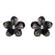 Sterling Silver Dark Mother of Pearl Tuberose Pansy Stud Earrings, E2153.