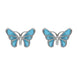 Sterling Silver White Sapphire Blue Enamel House Style Butterfly Stud Earrings E2216