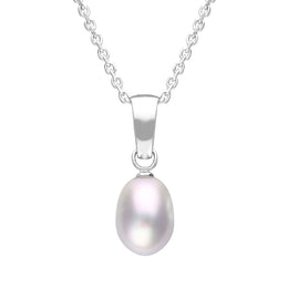 Sterling Silver Grey Pearl Drop Necklace P1823C