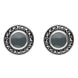 Sterling Silver Hematite Marcasite Round Beaded Edge Stud Earrings E1633