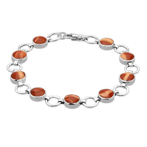 Sterling Silver Jasper Nine Stone Round Ring Bracelet B537