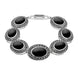 Silver Whitby Jet and Marcasite 7 Oval Link Bracelet. B877.