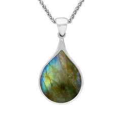 Sterling Silver Labradorite Balloon Shaped Necklace, P223.
