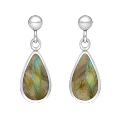 Sterling Silver Labradorite Drinky Tear Shaped Drop Earrings, E283