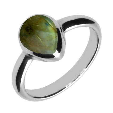 Sterling Silver Labradorite Pear Shaped Ring, R408
