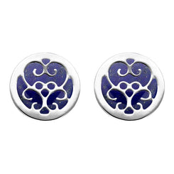 Sterling Silver Lapis Lazuli Flore Filigree Stud Earrings E1782