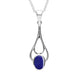 Sterling Silver Lapis Lazuli Oval Spoon Necklace. P161.