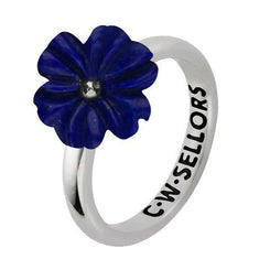 Sterling Silver Lapis Lazuli Tuberose Dahlia Ring, R995.