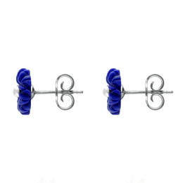 Sterling Silver Lapis Lazuli Tuberose Daisy Stud Earrings, E2161.