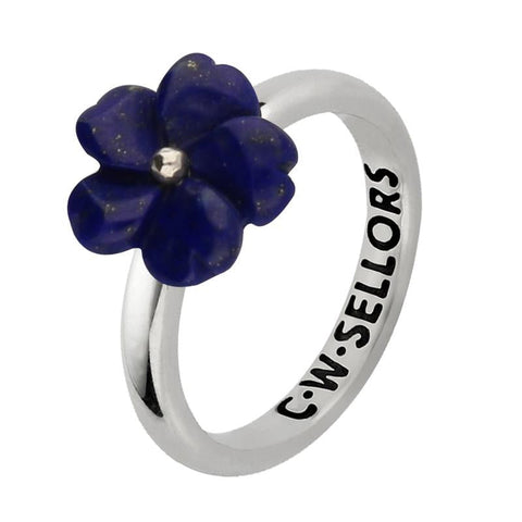 Sterling Silver Lapis Lazuli Tuberose Gypsophila Ring, R998.