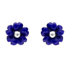 Sterling Silver Lapis Lazuli Tuberose Gypsophila Stud Earrings, E2157.