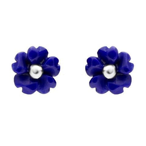 Sterling Silver Lapis Lazuli Tuberose Gypsophila Stud Earrings, E2157.