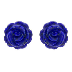 Sterling Silver Lapis Lazuli Tuberose Large Rose Stud Earrings, E2150