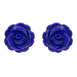 Sterling Silver Lapis Lazuli Tuberose Large Rose Stud Earrings, E2150