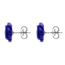 Sterling Silver Lapis Lazuli Tuberose Large Rose Stud Earrings, E2150