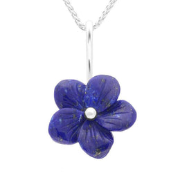 Sterling Silver Lapis Lazuli Tuberose Pansy Necklace, P2853.