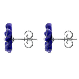 Sterling Silver Lapis Lazuli Tuberose Pansy Stud Earrings, E2153.
