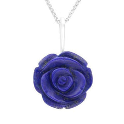 Sterling Silver Lapis Lazuli Tuberose Rose Necklace, P2849.