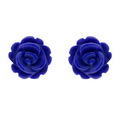 Sterling Silver Lapis Lazuli Tuberose Rose Stud Earrings, E2151.