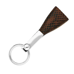 Sterling Silver Looped Snake Effect Leather Keyring G363