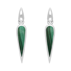 Sterling Silver Malachite Toscana Slim Pear Drop Earrings, E1123.