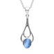 Sterling Silver Moonstone Oval Spoon Necklace, P161
