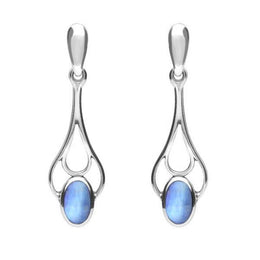 Sterling Silver Moonstone Spoon Drop Earrings, E138
