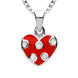 Sterling Silver NSPCC Enamel Red and White Spotty Heart Necklace, P3016C.