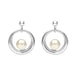 Sterling Silver Pearl Circle Stud Earrings. E1891.