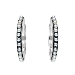 Sterling Silver Pearl Hoop Earrings E1693