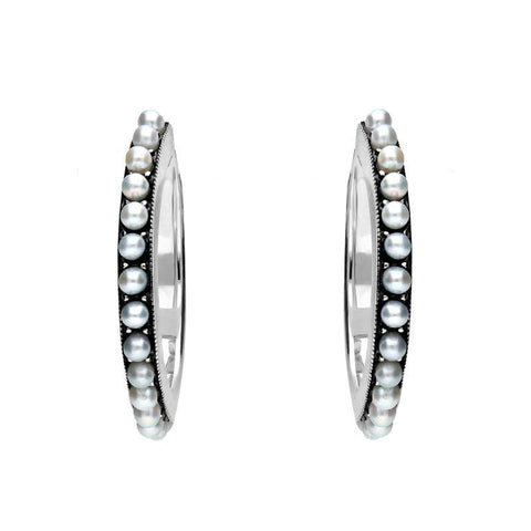 Sterling Silver Pearl Hoop Earrings E1693