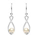 Sterling Silver Pearl Open Twist Drop Earrings. e1890.