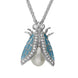 Sterling Silver Pearl White Sapphire Enamel House Style Fly Necklace P2936